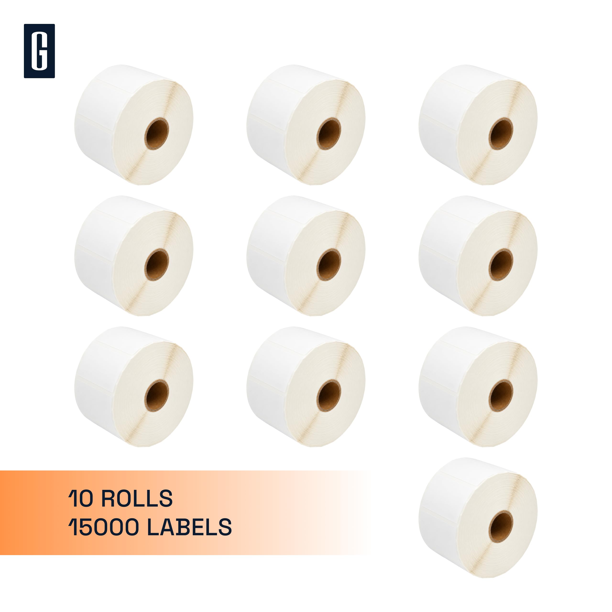 GROF - 10 Rollen Thermoetiketten Adressetiketten Versandetiketten 57 × 32 mm - 1500 Etiketten/Rolle [15000 Etiketten], kompatibel mit Zebra und weiteren Druckern (10)
