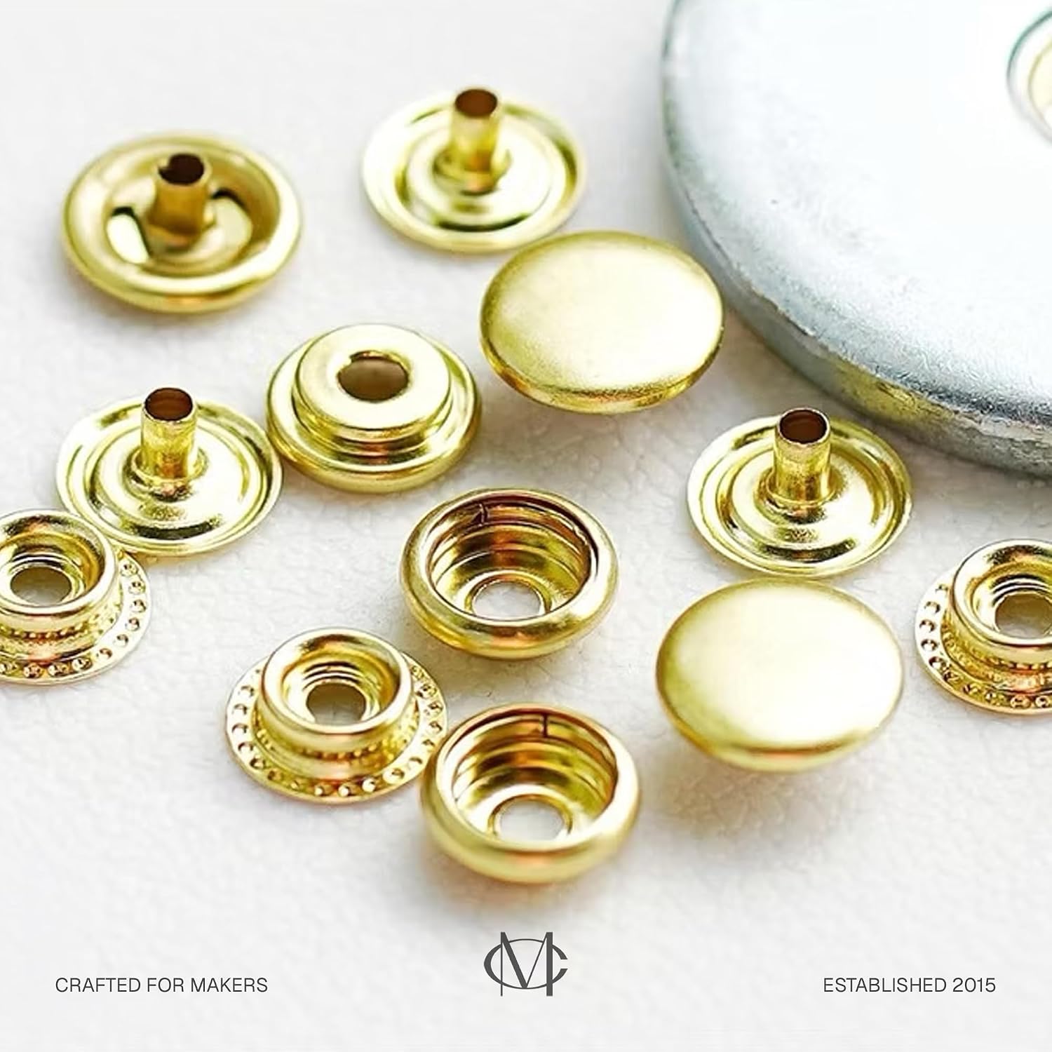 CRAFTMEMORE 50 Sets Gold Plating Snap Fasteners Ring-Socket Press Studs for Jacket Bag Canvas Closures #201 VT47 (12mm (0.47"))
