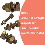 918PCS Grade 8.8 Metric Bolt Assortment - M6 M8 M10 M12 - Nut and Bolt Assortment, Nut and Bolt Kit (16-50mm), Yellow Zinc Plated, Corrosion Resistant, Metric Bolts and Nuts Assortment Kit - 18 Sizes