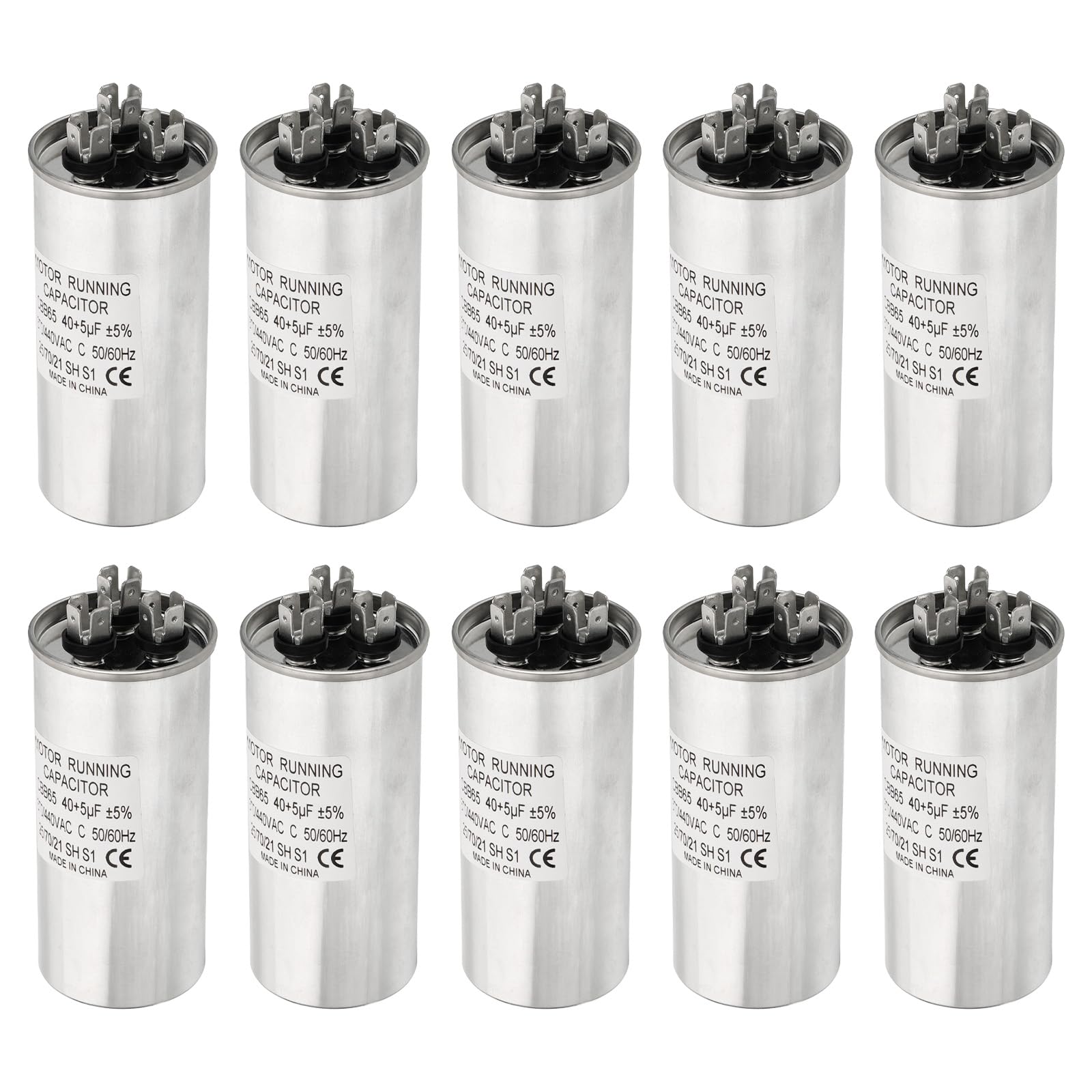 PATIKIL 40/5uF 40+5MFD 370-440V AC Condensador, 10 Piezas CBB65 Condensadores Arranque Motor Condensador Doble Funcionamiento O Bomba Calor Condensador