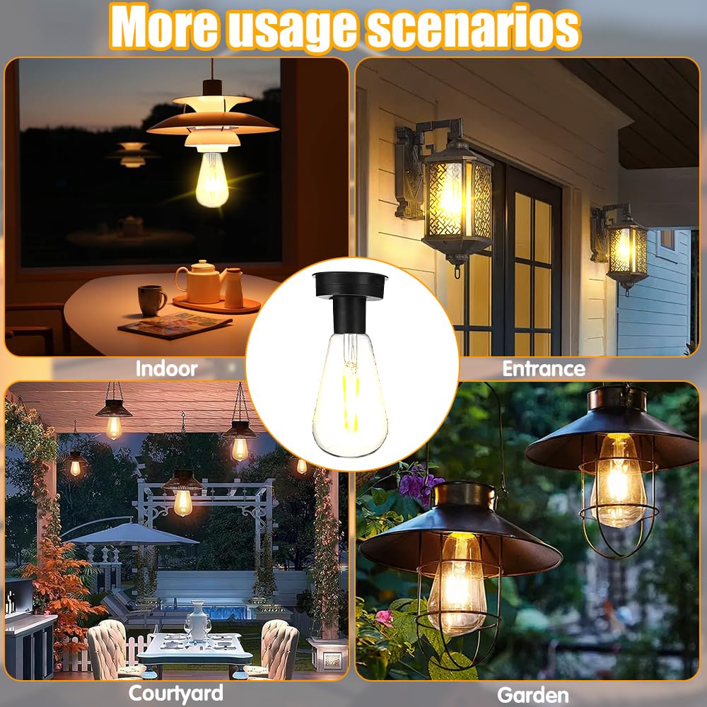 Ampoule Solaire Exterieur, 2 Pièces 8.5 cm Lampe Solaire Jardin Rechange, Lampe Solaire de Rechange avec Ampoule LED Brillante, Éclairage Solaire D'extérieur Décoration DIY (4PCS)