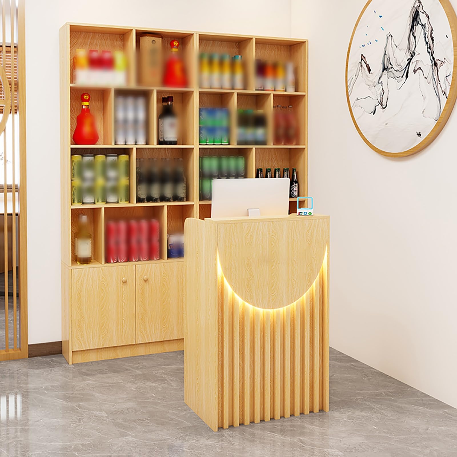 Büro theke Rezeption Tisch Empfangstheken Empfangstheke mit Schubladen Tisch mit schubladen Zeitgenössischer Empfangsschreibtisch Moderner Empfangstresen, for Büro Bekleidungsgeschäften(Wit)