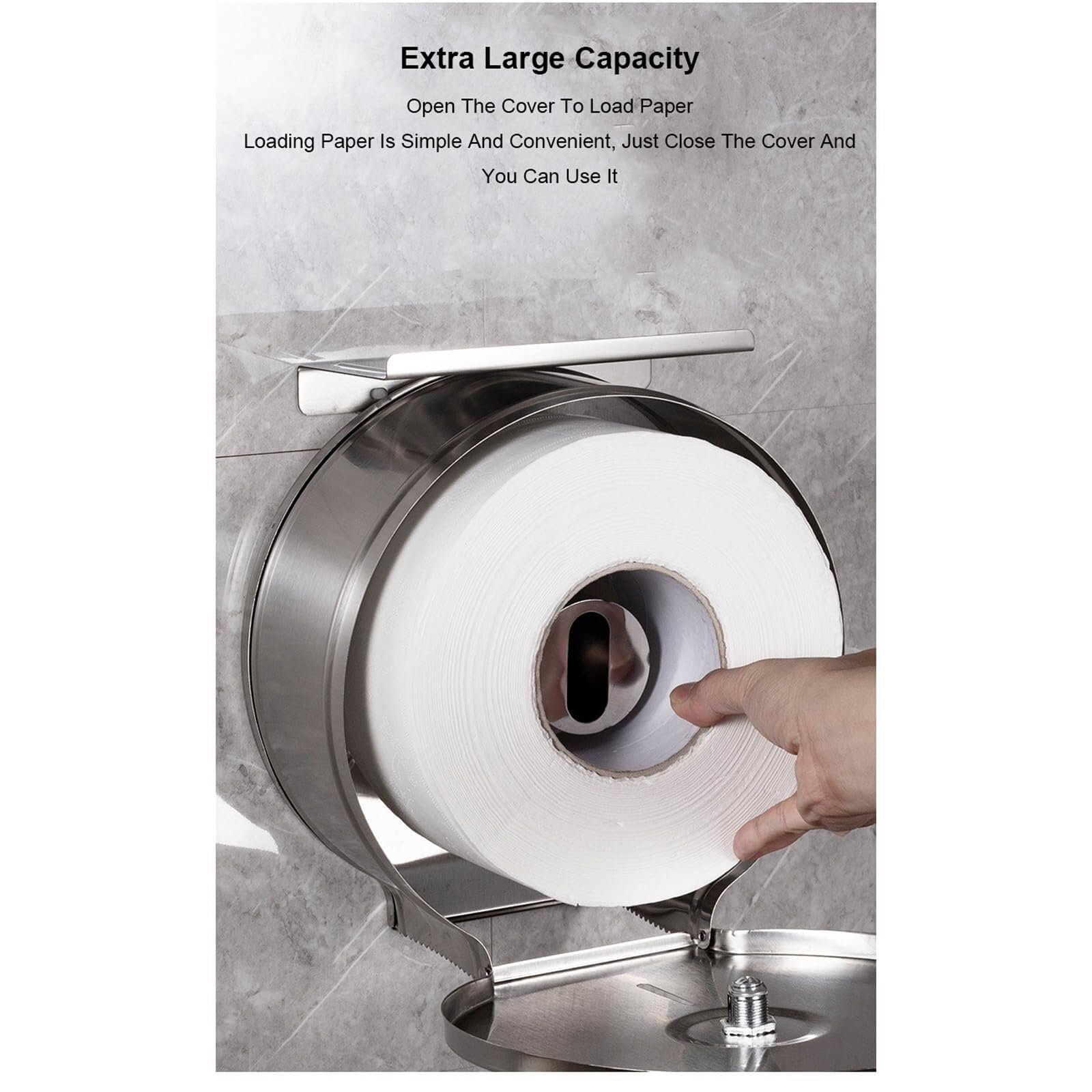 Dispensador de toallas de papel de acero inoxidable para montaje en pared, redondo, comercial, dispensador de toallas de mano con rollo de bloqueo, dispensador de papel higiénico para uso doméstico