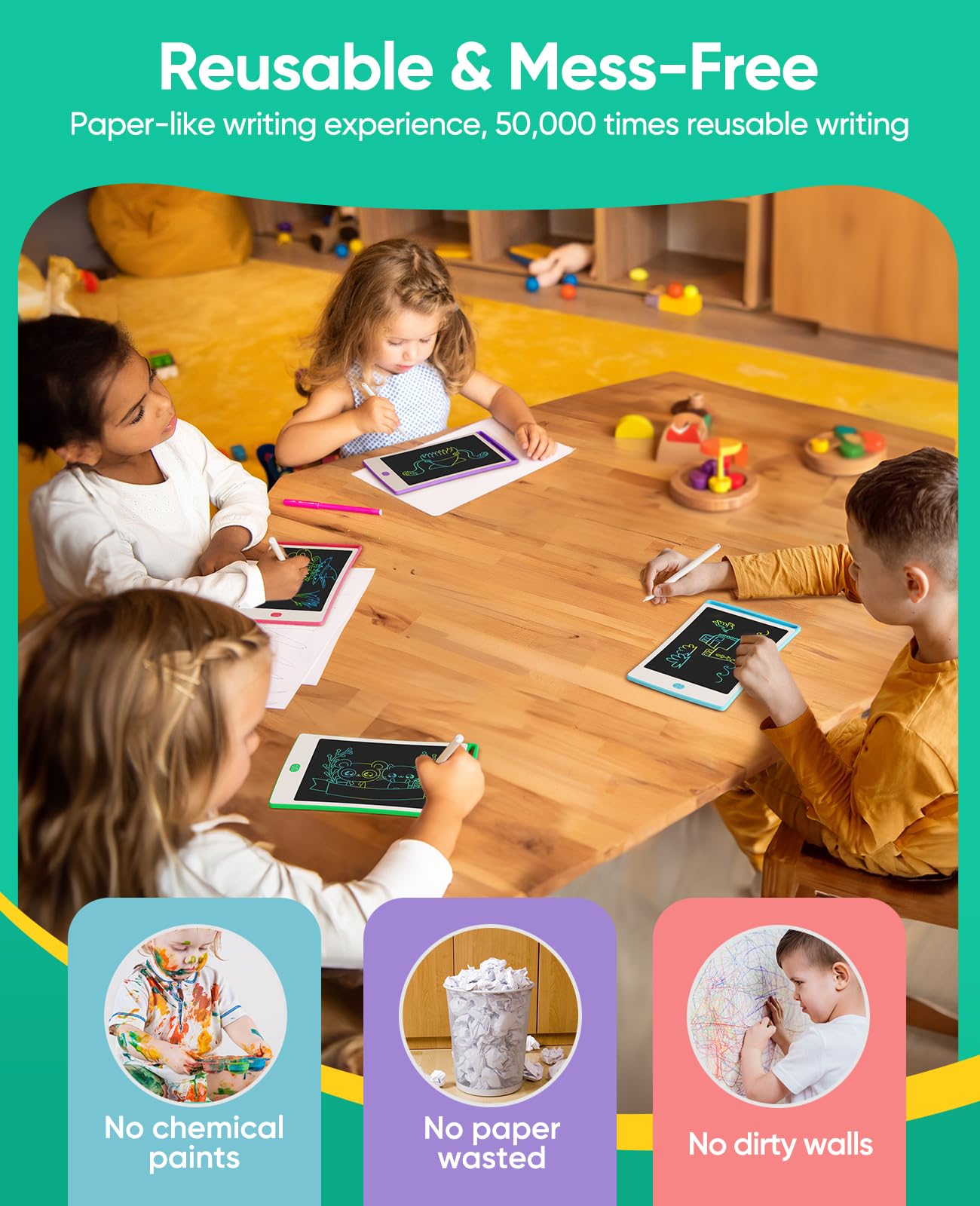 LCD-Schreibtafeln, 21,6 cm (8,5 Zoll), 4 Stück, für Kleinkinder, kreatives Zeichentablett, Spielzeug für Mädchen von 3 bis 6 Jahren