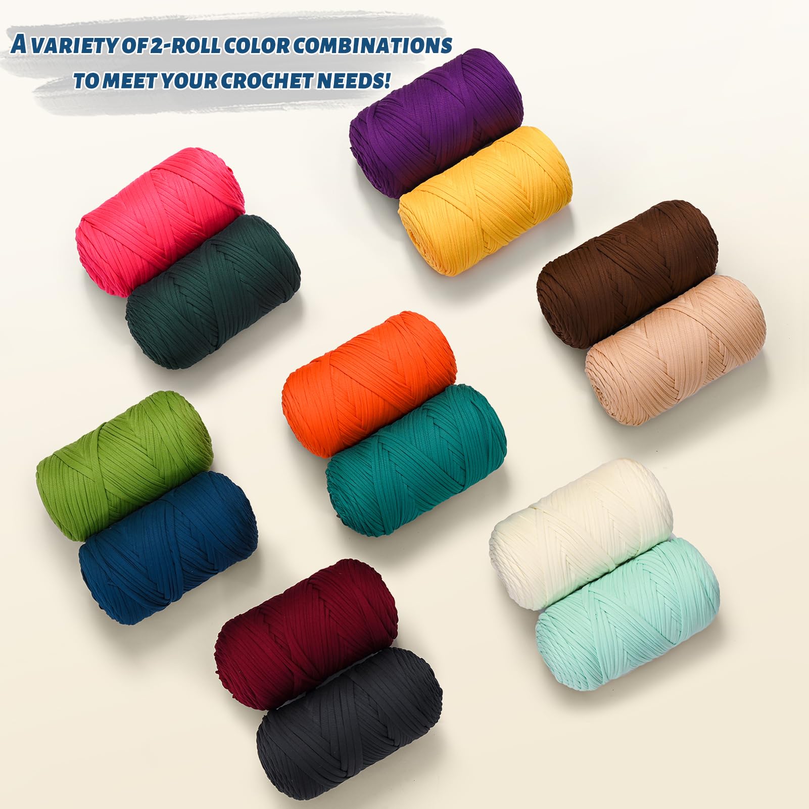 2 Pack Elastic Fabric T Shirt Yarn for Crocheting，Beginner Crochet Yarn with Polyester Spandex Blend,Total 800g/228yds Soft Tshirt Yarn for Crochet Crafts/Bags/Baskets(Light Tan+Deep Khaki)