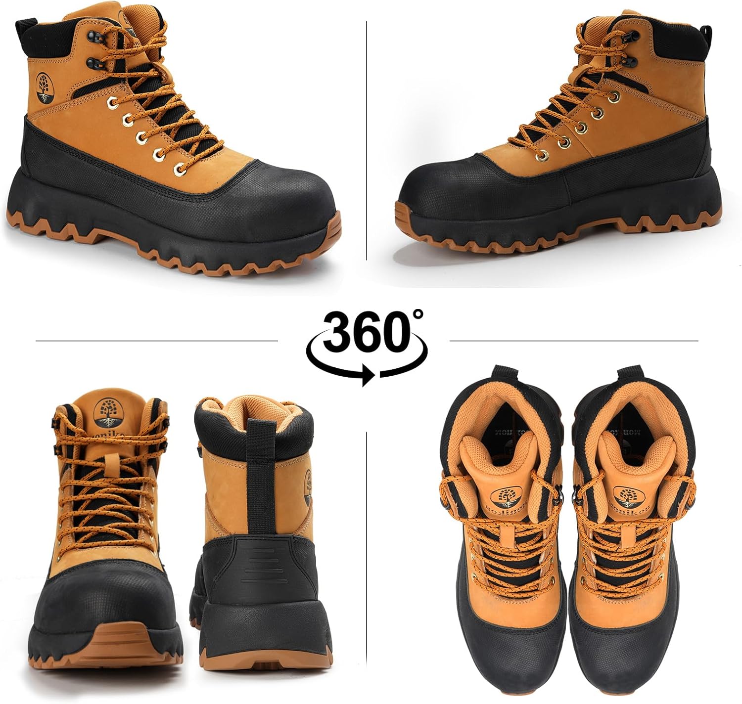 Mens work boots Composite Toe Boots for Men Genuine Leather Rubber Sole No Slip Waterproof Shoes Industrial & Construction Safety boots - Image 4