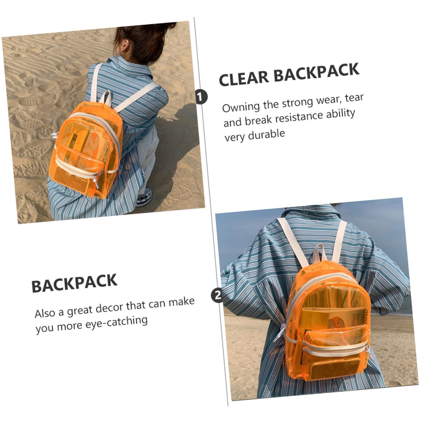 PACKOVE Back Trasparente Bookbag Travel Bookbag Borsa Per Libri Da Viaggio Borsa Per Libri Trasparente Borsa Da Scuola In Gelatina Pvc