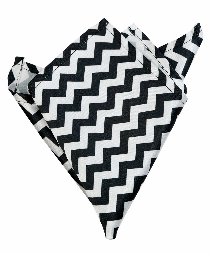 blacksmith Black and White Chevron Printed Pocket Square-picture-18