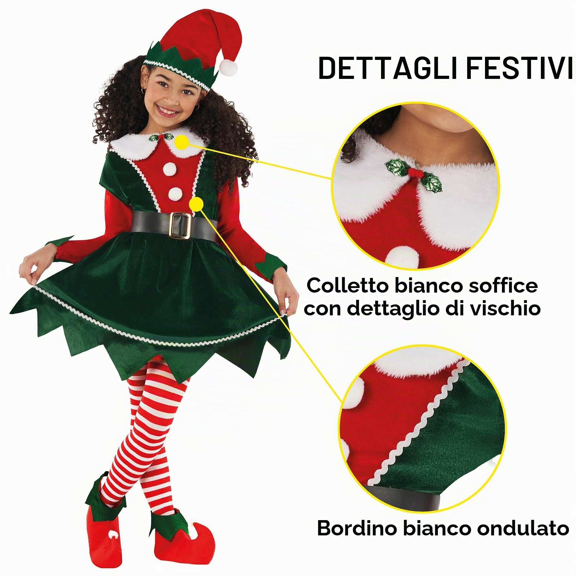 Morph Costume Elfo Bambina, Vestito Da Folletto Bambine, Abito Natalizio Per Bambini