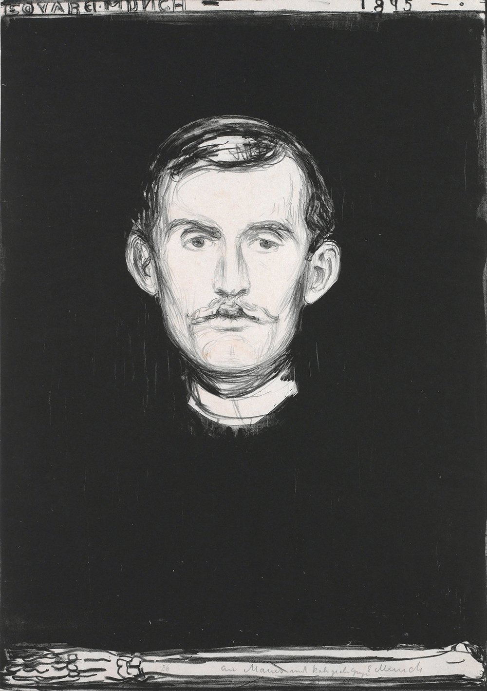 Poster Edvard Munch Self-Portrait with Skeleton Arm grand format avec cadre noir