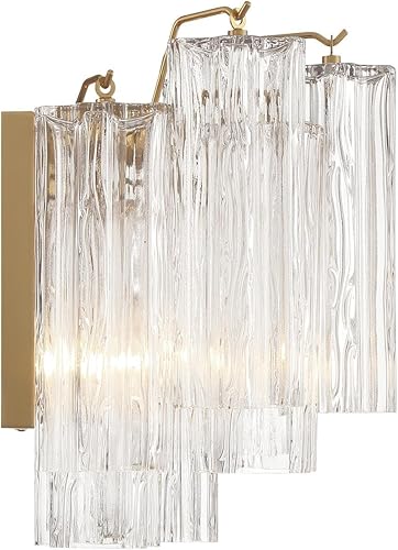 Miniatura 4 de Crystorama Addis 2 apliques de latón envejecido claro