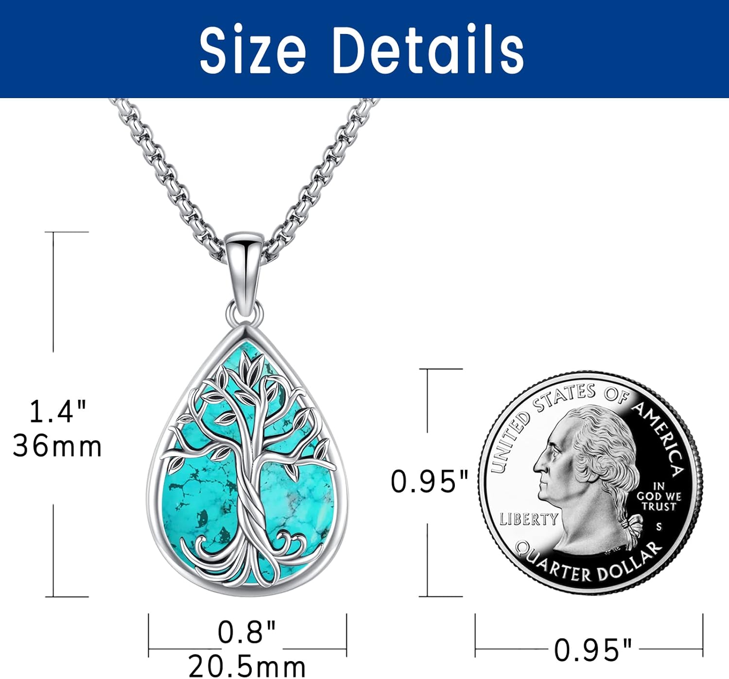 Turquoise Jewelry for Women Men 925 Sterling Silver Pendant Urn Necklaces for Ashes Picture Locket Necklace Thor Hammer Yggdrasil Virgen De Guadalupe St Michael Christopher Judas Witches Knot Necklace - Image 2