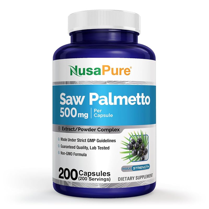 NusaPure Suplemento Fitoterápico de Saw Palmetto em Pó, 500 mg, 200 cápsulas