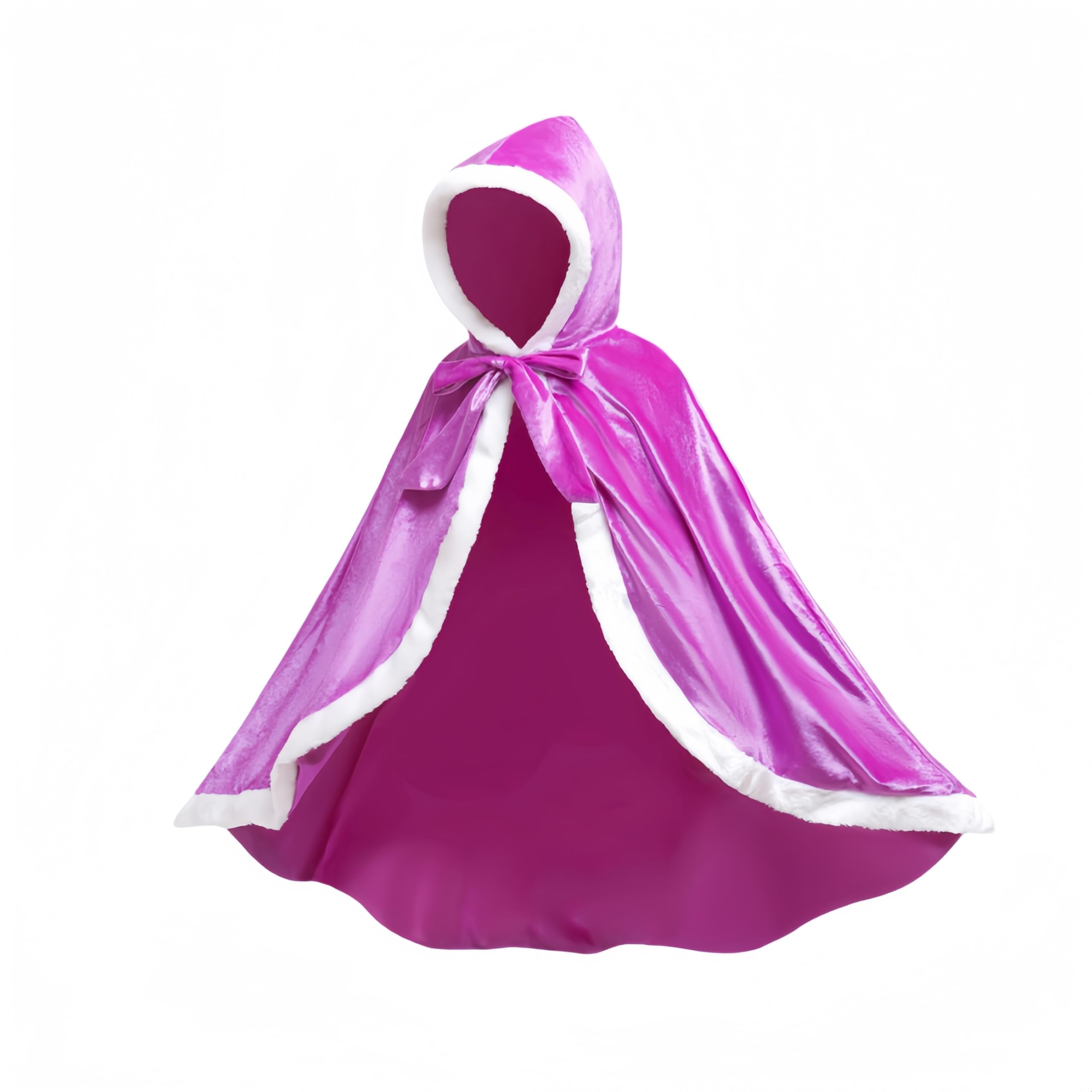 Proumhang Hooded Cloak Cape Mid Length Princess Cloak Velvet Girls Halloween Carnival Christmas Masquerade Costume Purple 4-5 years old - Image 2