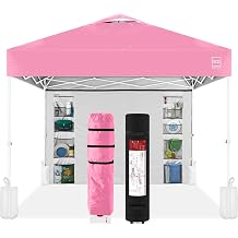 Best Choice Products 10x10ft Pop Up Canopy Tent with Sidewall, 1 Person 1 Minute Set Up, Carry Case, 4 Weight Bags - Pink/White