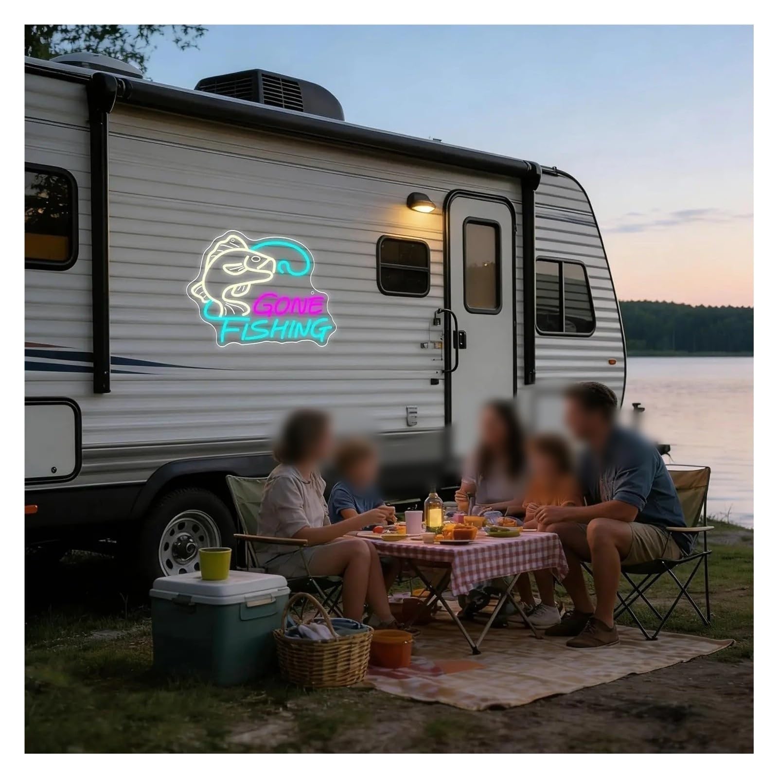 Decoración Lámparas Letrero De Neón LED Pesca Ido