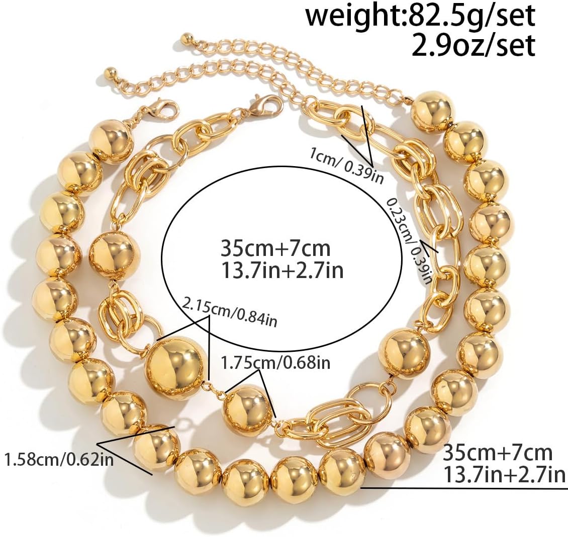 Chunky Ball Necklace for Women Ball Choker Necklace Large Exaggerated Chunky Chains Jewelry - Image 6