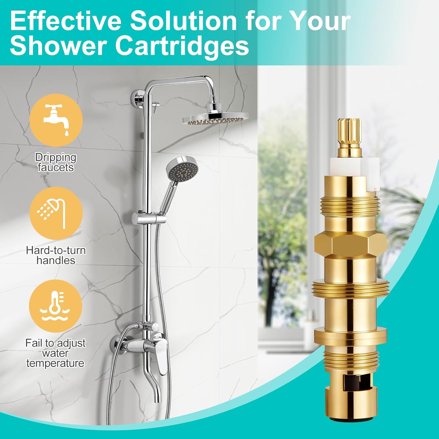 910-030 Shower Cartridge Replacement, Compatible with Price Pfister Shower Valve, Ceramic Disc Valve Cartridge for Bathroom Shower Faucet, Brass Construction