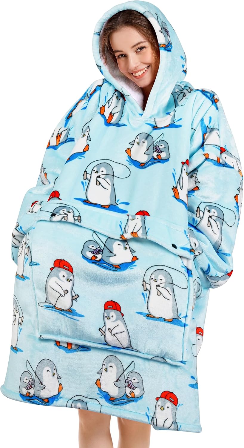 Narecte Cozy Oversized Blanket Hoodie Wearable Blanket Adults Soft Hooded Blanket Hoodie Birthday Gifts for Women Christmas