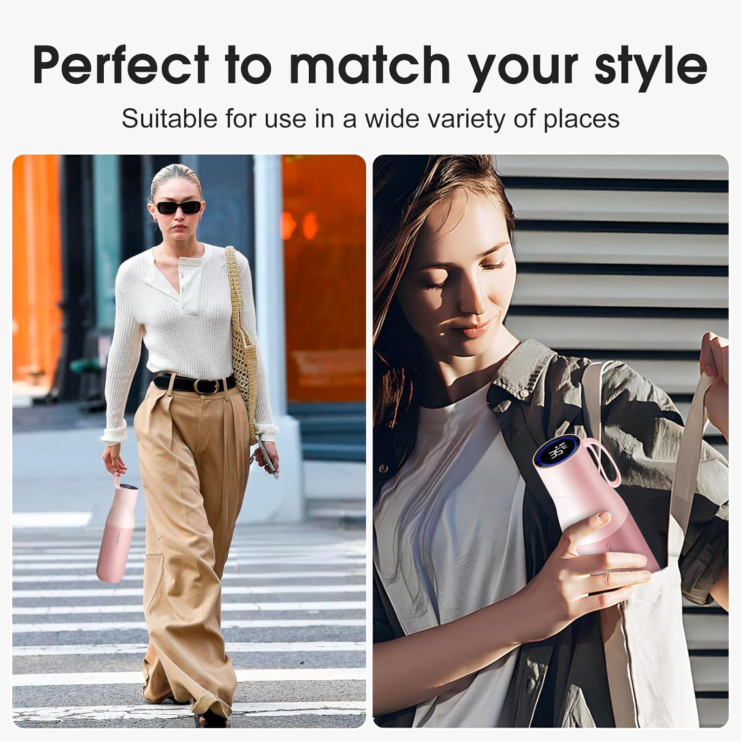 VSITOO 15oz Smart Self Cleaning Water Bottle,Insulated Water Bottle with Stainless Steel, BPA-Free, AI Self-Clean, 30-Day Battery, Magnetic Charging for Travel, Gym or Office, Pink - Image 8