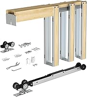 Vista 10 de JUBEST Kit de marco de puerta de bolsillo con mecanismo de cierre suave bidireccional de 220 libras, suave y silencioso, kit de puerta oculta fácil