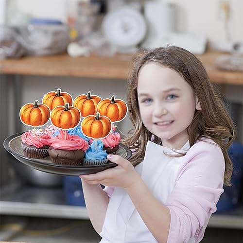 Miniatura 4 de Paquete de 30 adornos de calabaza para cupcakes de cosecha de otoño para baby shower, cosecha de otoño, fiesta temática de fiesta de cumpleaños,