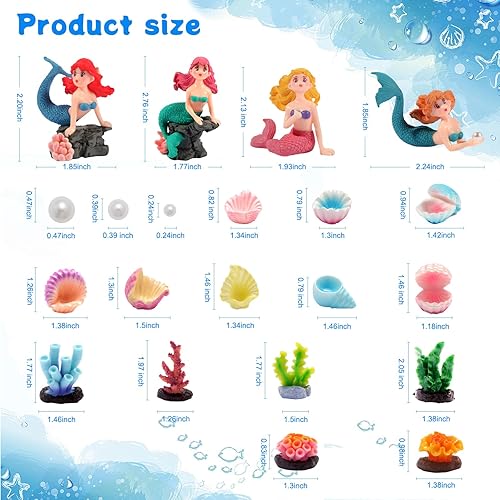 Miniatura 6 de 20 mini figuras de sirena para accesorios de jardín de hadas, mini animales de resina oceánica con concha y juego de decoración de coral para