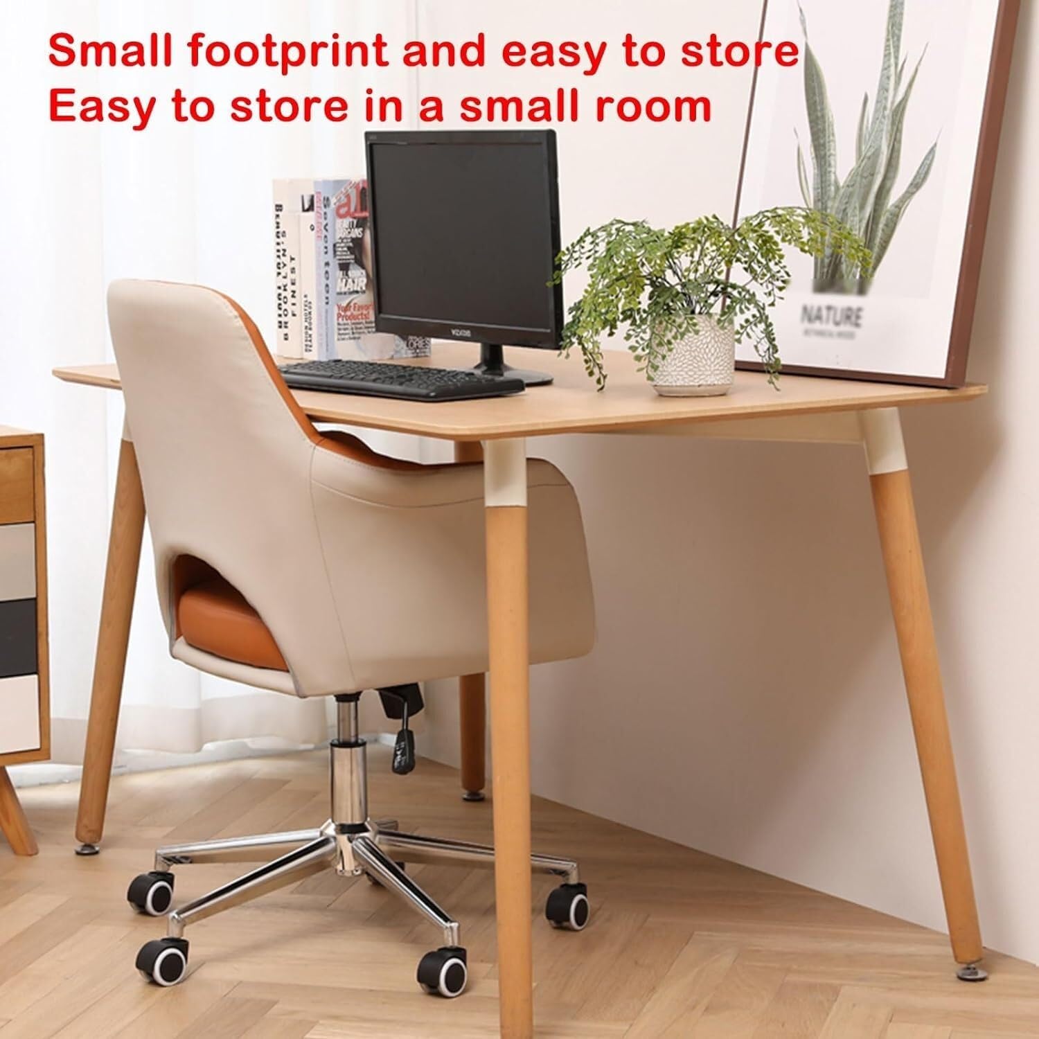 Silla de Oficina para el hogar y el Estudio, Silla giratoria de Cuero sintético con reposabrazos Ajustables para Mayor Comodidad y Soporte (Verde/tamaño A).