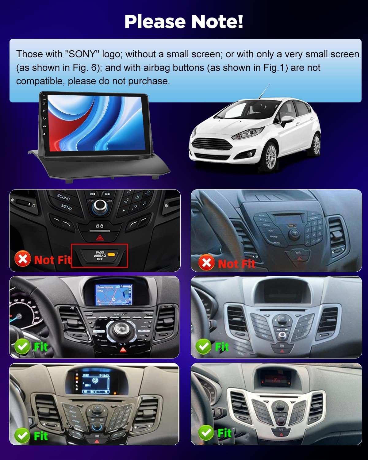 NHOPEEW Autoradio 8 Core 6+128G Android per Ford Fiesta 2009-2017 con Carplay wireless e Android Auto DSP Wifi GPS Comandi al volante Vista panoramica a 360