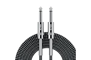 FIBBR 6.35mm 1/4 inch Guitar Cable 3FT TS Stereo Audio Cable