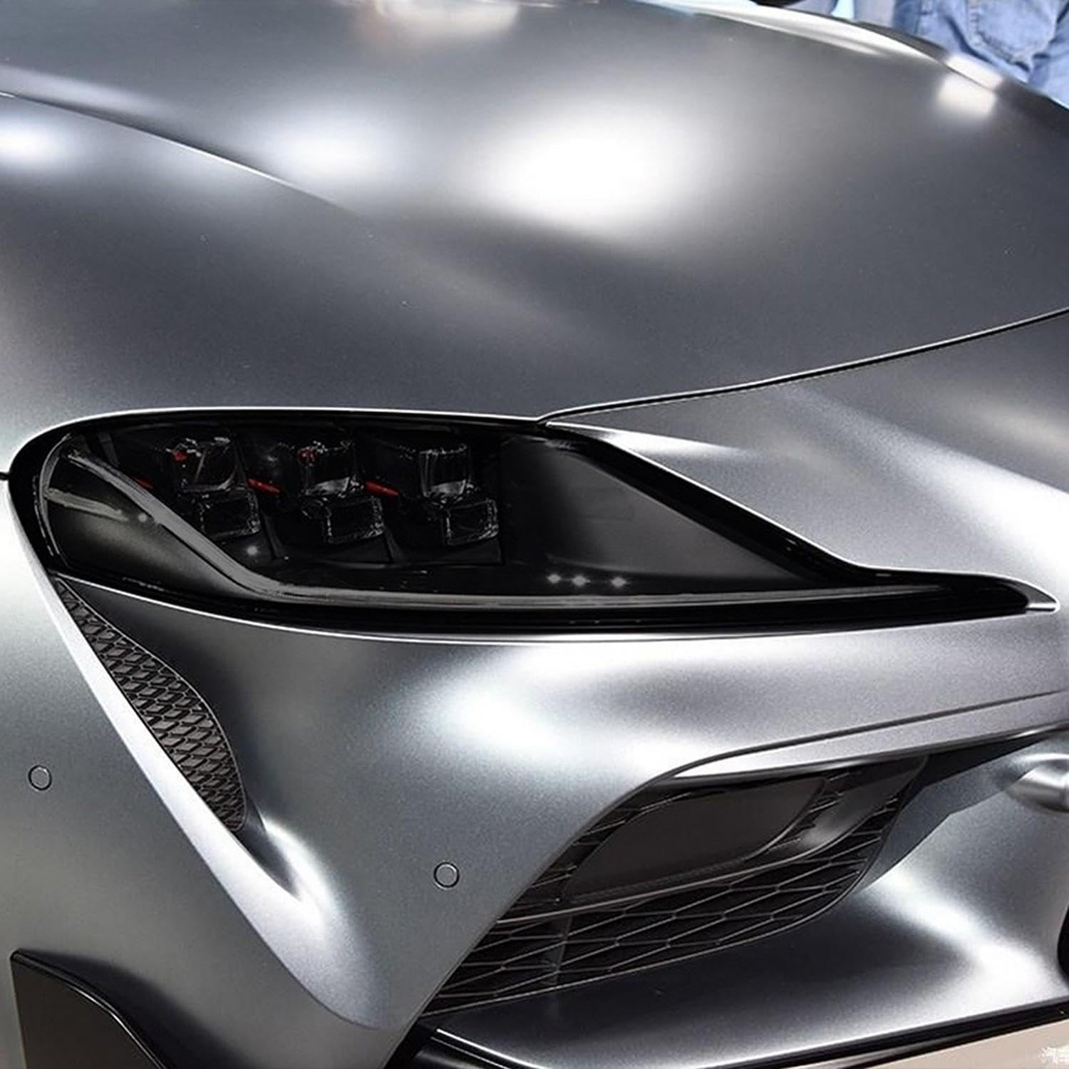 JCAKES 2 Pcs Car Headlight Protective Film Headlamp Restoration Transparent Black TPU Sticker， for Toyota Supra 2019 2020 Accessories