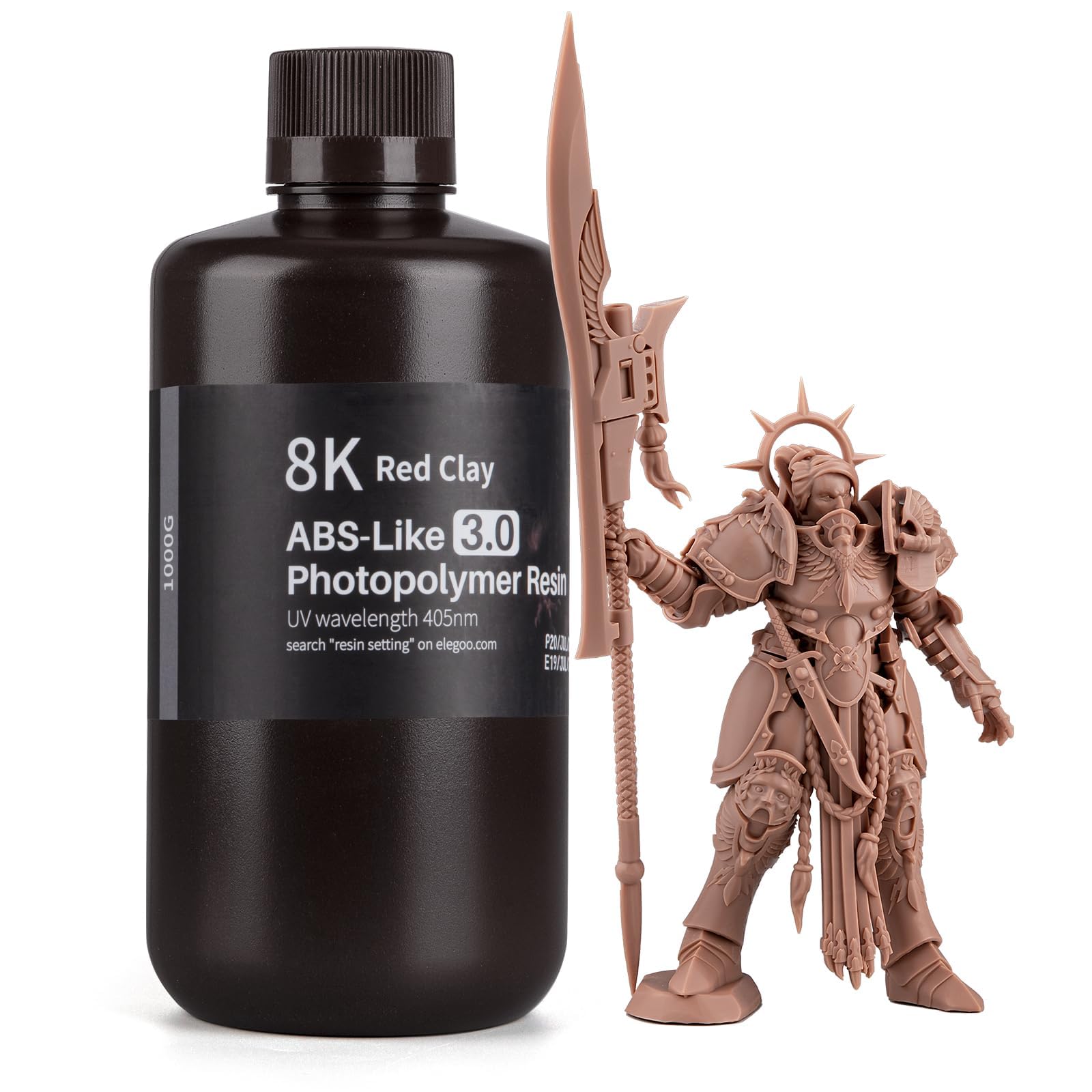 ELEGOO 8K ABS-Like 3.0 3D Printer Resin, 1000g Red Clay, 405nm Photopolymer Resin for MSLA/DLP/LCD 3D Printing with Strength and Toughness, High Precision, Low Viscosity-image-3