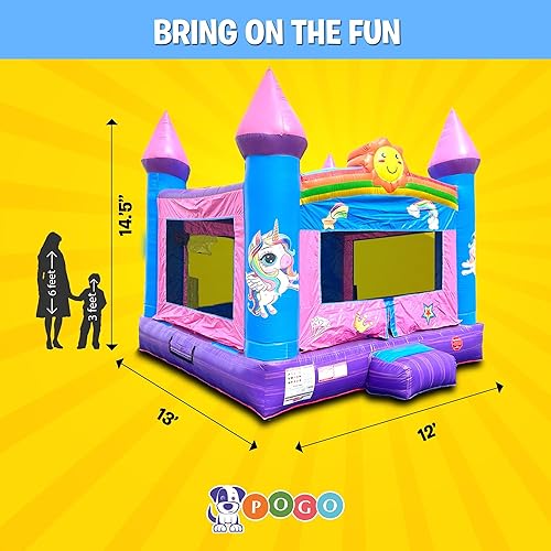 Miniatura 5 de Pogo Bounce House Trío inflable rosa para niños