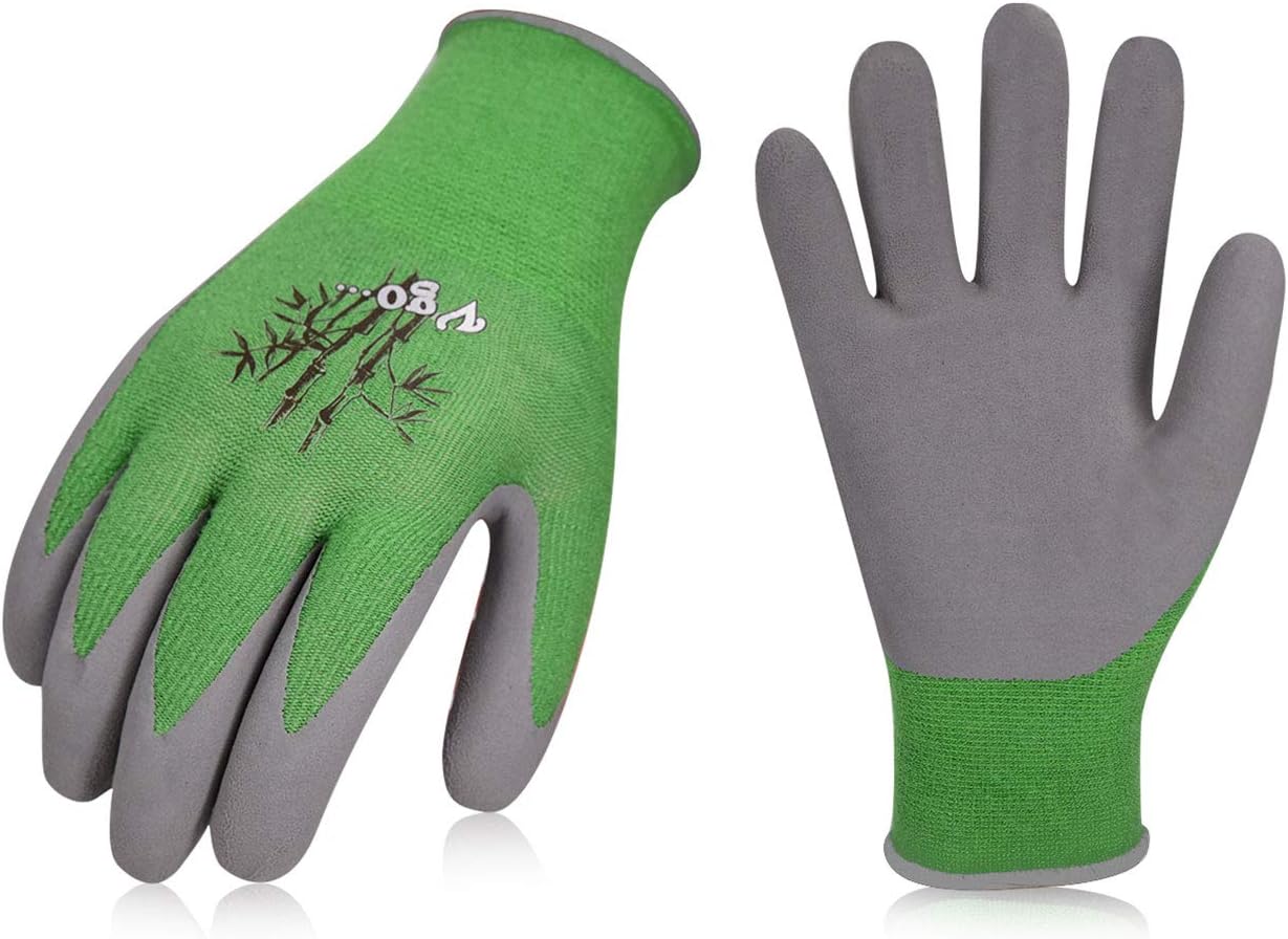 Vgo... 5Pairs Ladies' Bamboo Gardening Work Gloves (L, Green, RB6026)