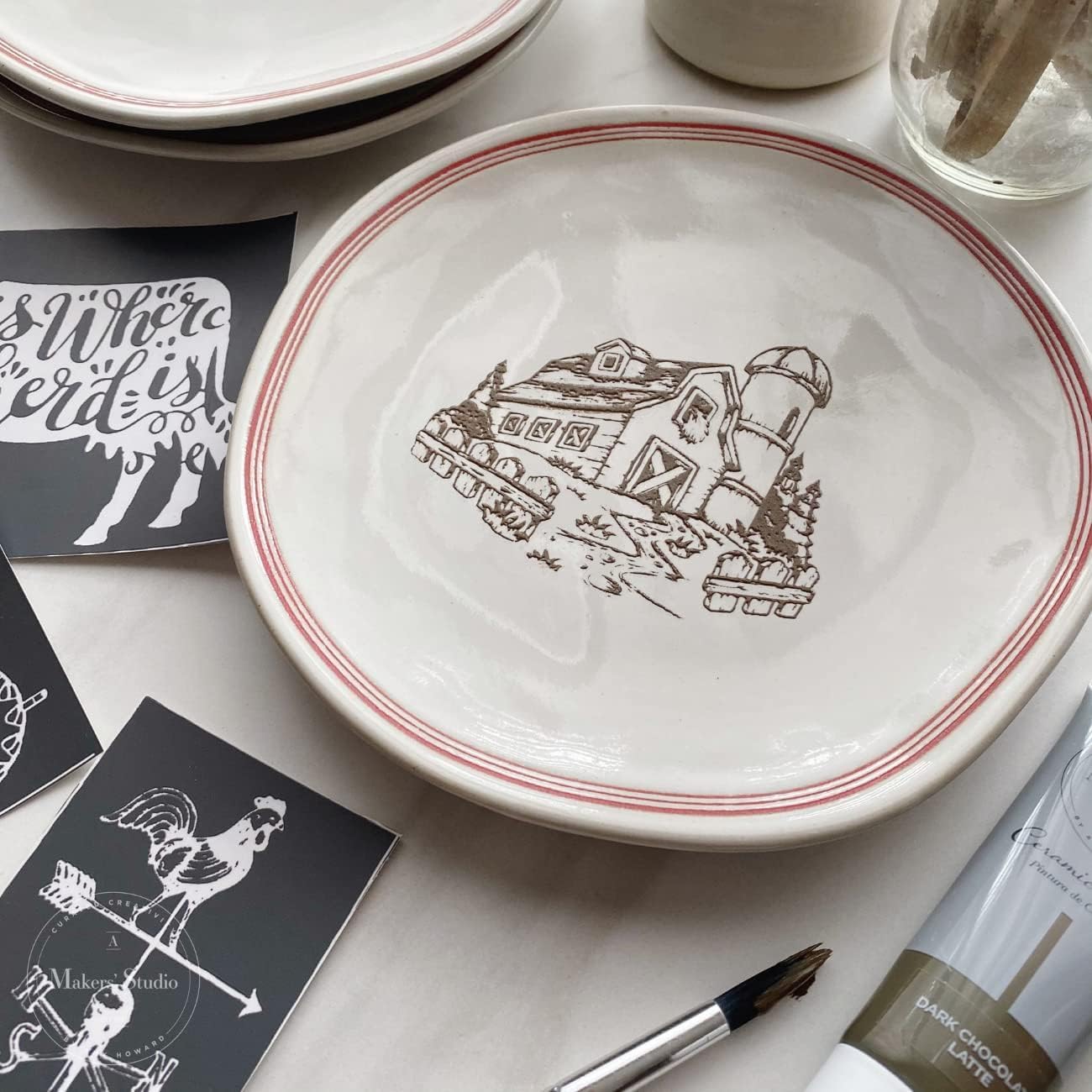 A Maker's Studio - Reusable Adhesive Mesh Stencil Sheet - Great for DIY Arts and Crafts - Suitable for Paints and Inks - Rustic Farm Pattern (12 x 18 Inches)