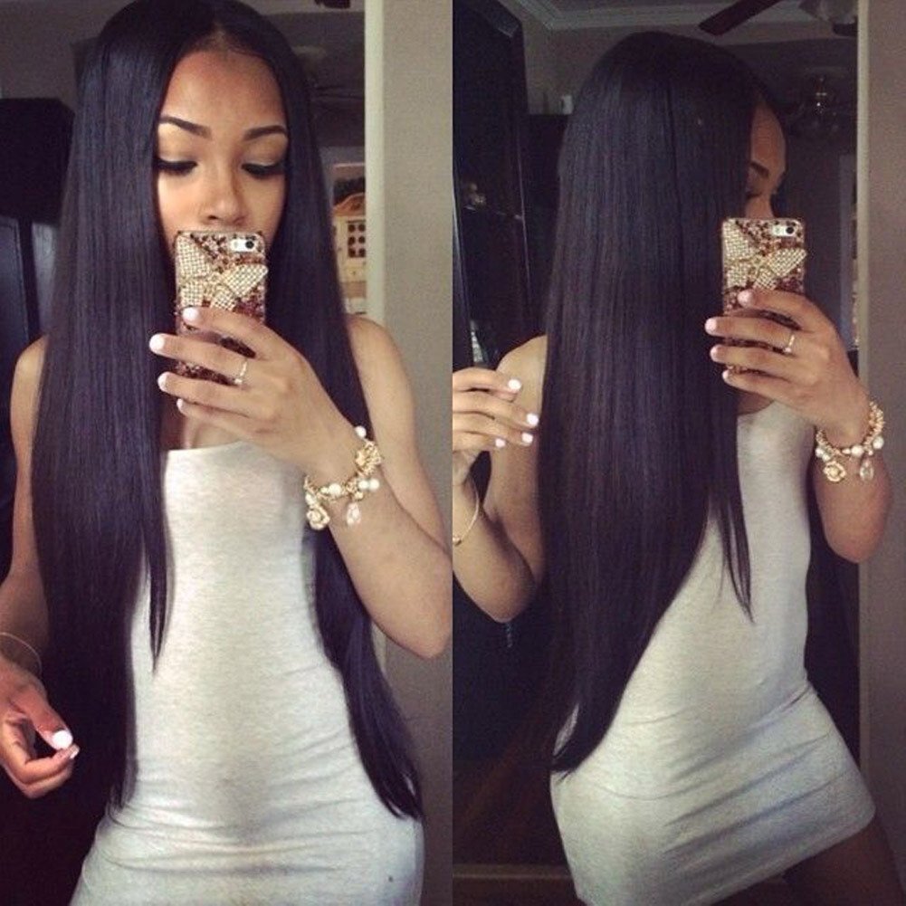 Transparent 13x4 Lace Front Wigs Human Hair Brazilian Remy Virgin Hair Straight Hair Lace Wigs with Baby Hair for Black Women 18inch 130% Density Natural Color
