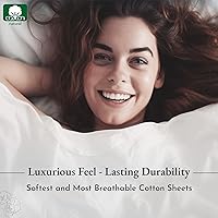 Vista 7 de CALIFORNIA DESIGN DEN - Juego de 2 sábanas de 400 hilos y satén de algodón 100% natural, transpirables, extrasuaves, refrescantes, resistentes a