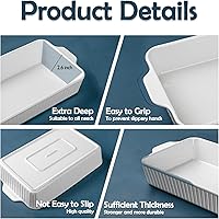 Vista 7 de Casserole Dishes for Oven 9x13,2 Pack Ceramic Baking Dish Large & Deep,4.2 QT Casserole Dish Set with Handles Durable Bakeware for Lasagna, Roasts