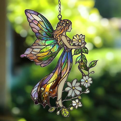 Miniatura 17 de Atrapasoles de cámara vintage retro de acrílico con efecto de vidrio manchado para ventana, colgante de coche, adorno navideño para interior y Como