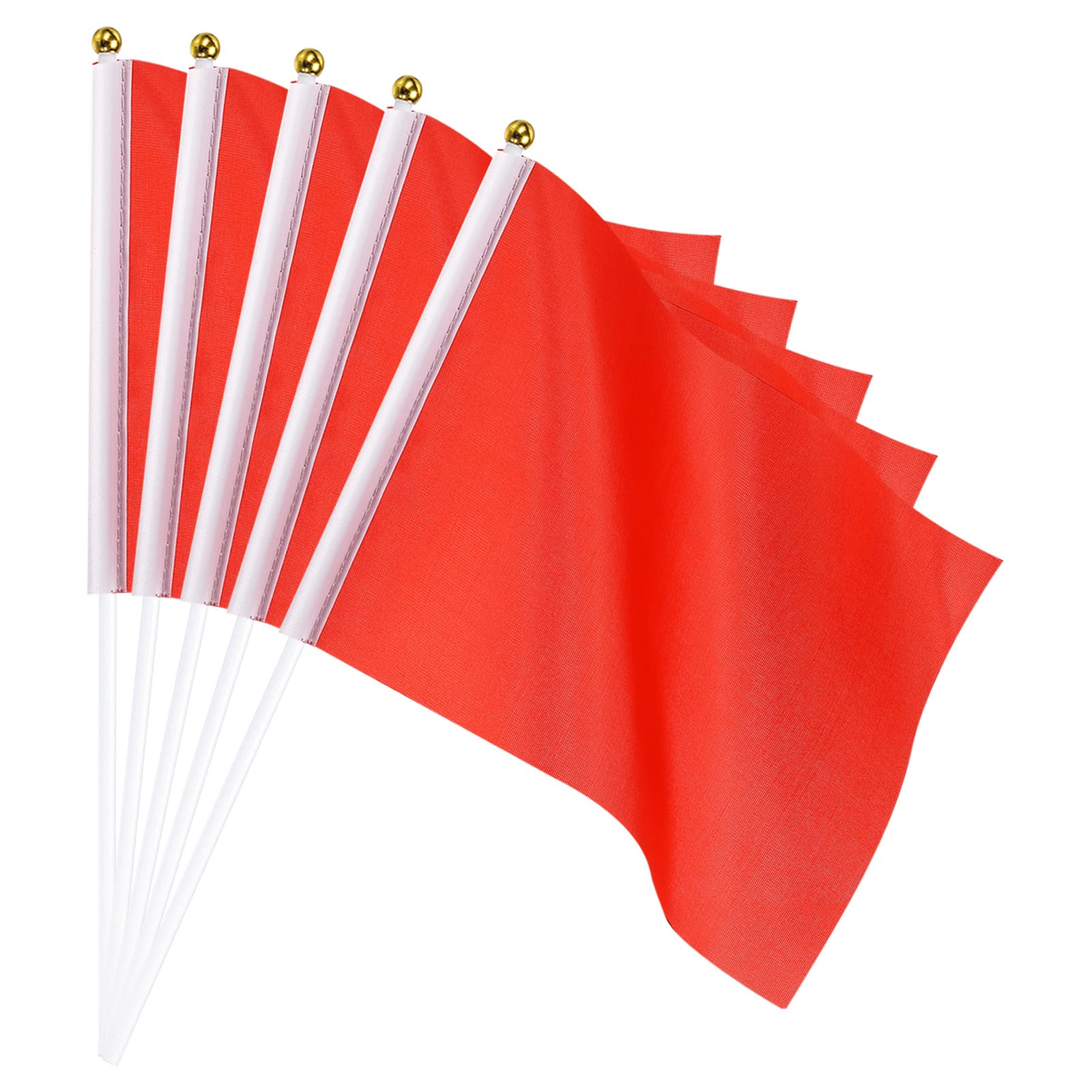 Bandera roja con palo de 21x14cm para decoración de eventos mini banderas de mano pack de 50