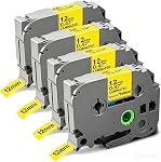 TZe-231 Compatible with Brother Label Maker Tape P Touch TZe TZ Tape 12mm 0.47'' Laminated White TZ 231 Label Tape for Brother P-Touch for Label Maker Tape PTH110 PT-D210 D220 D200 H100, 5-Pack