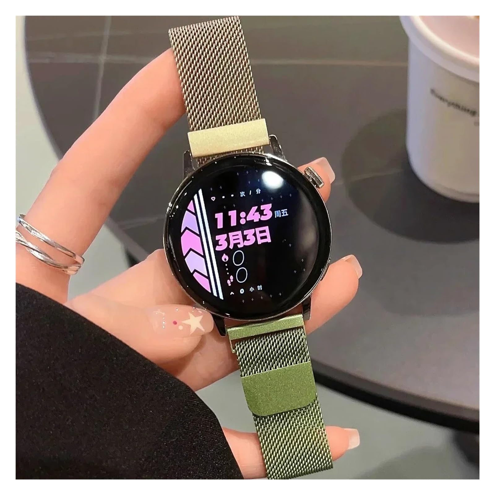 Bracelet magnétique en métal à boucle milanaise 20 mm 22 mm à libération rapide pour Samsung Galaxy Watch 6 5 4 Classic 46 47 mm Bip 5 GTR 4 3 GTS (Noir 2,20 mm)