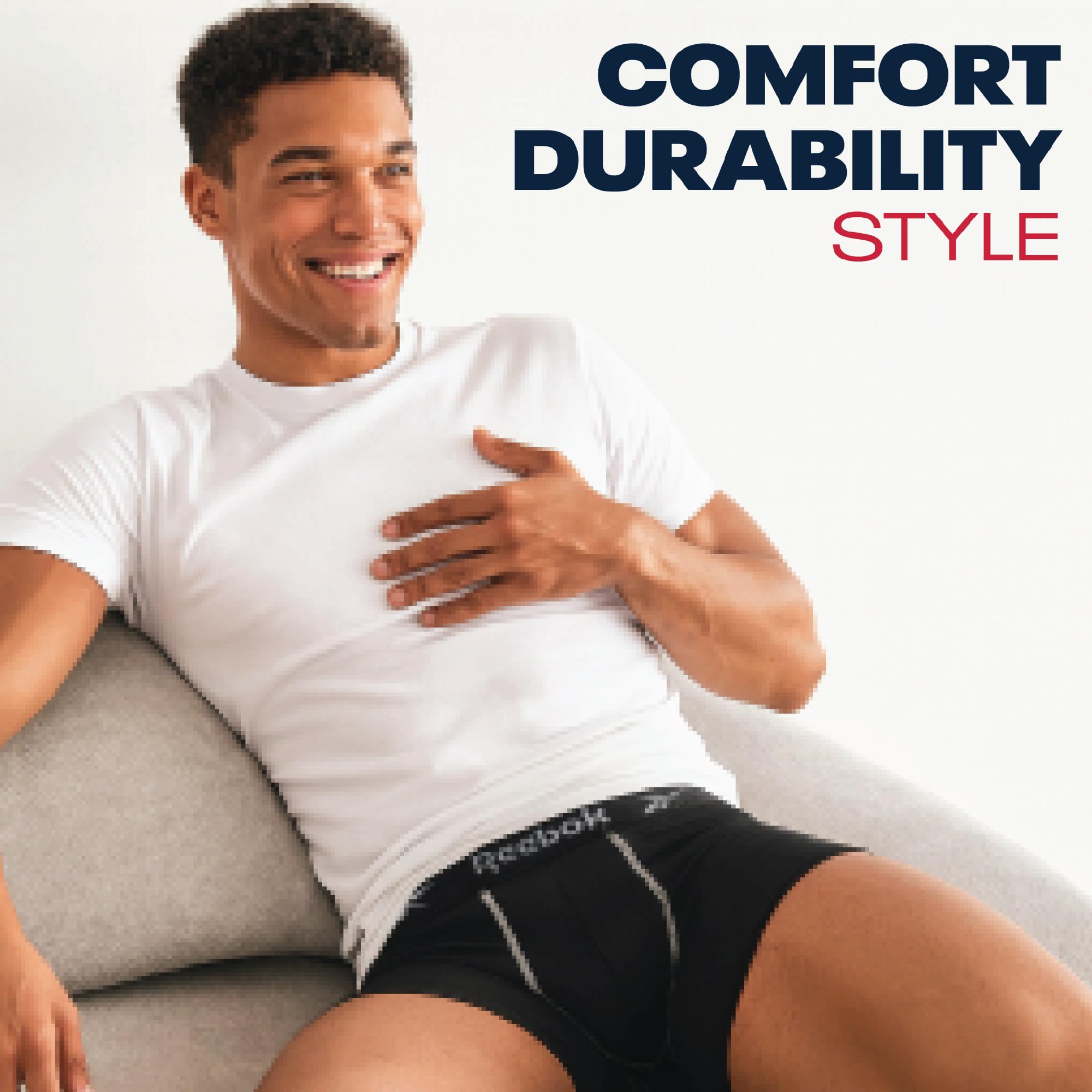 Reebok Herren-Boxershorts – 3er-Pack, 22,9 cm Schrittlänge, Stretch, Performance-Hose, lange Beine, Herren-Unterwäsche, Boxershorts mit konturierter Stütztasche, Schwarz/Schwarz/Schwarz, Medium