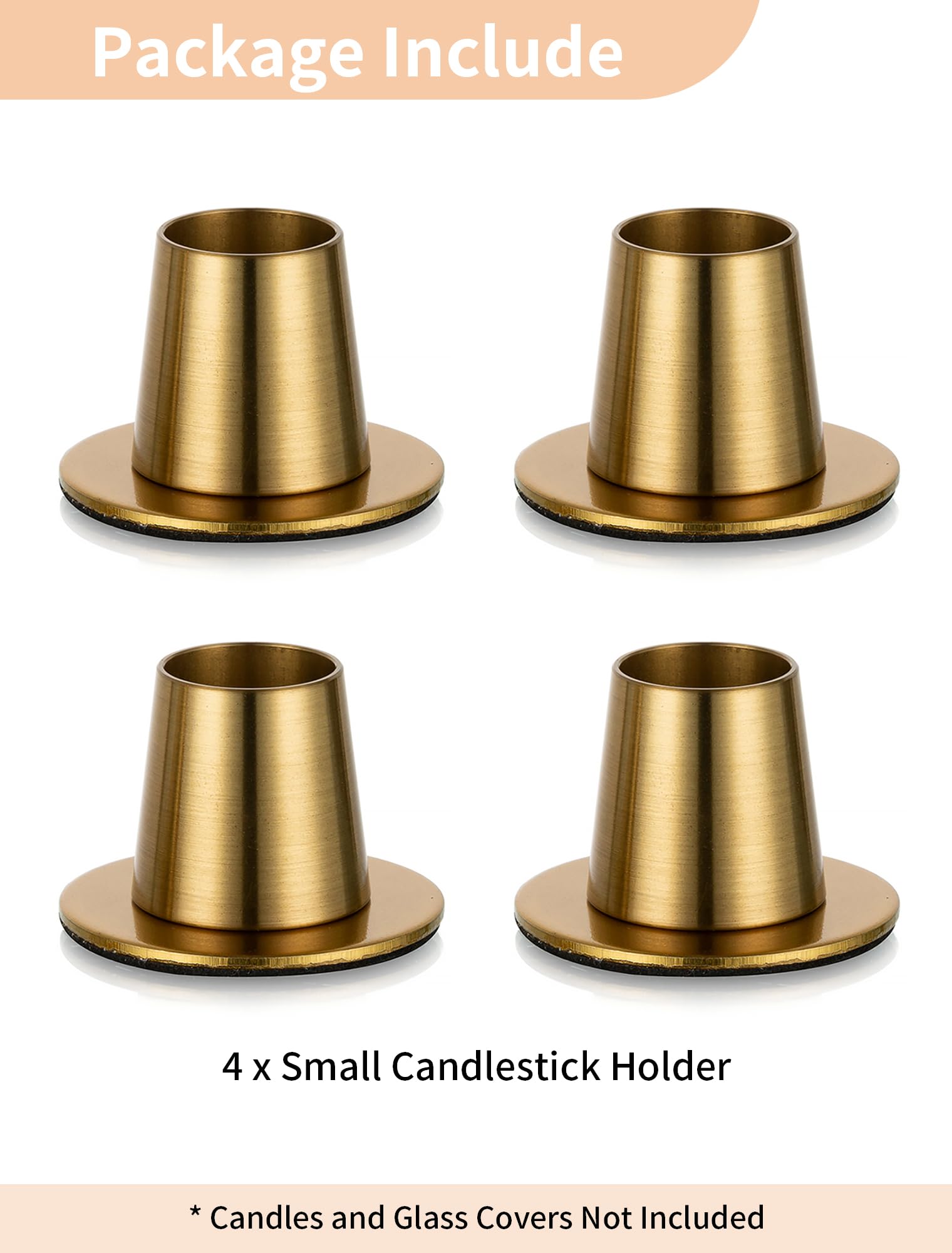NUPTIO Portacandele a Bastoncino 4 Pezzi - Portacandele Oro per Candele Taper Metallo Portacandele Conico Cena Centrotavola Decorazione Camino Natale Matrimonio Festa