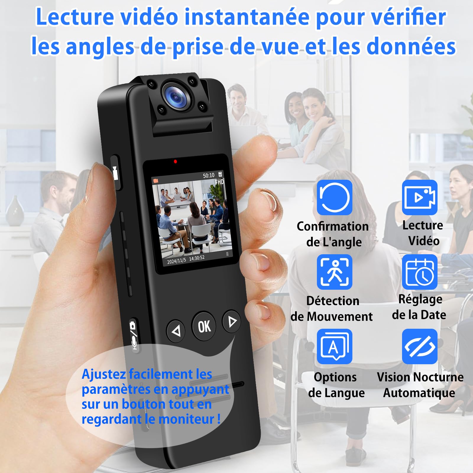 TANGMI Camera Pieton 1080P HD Rotatif 180°