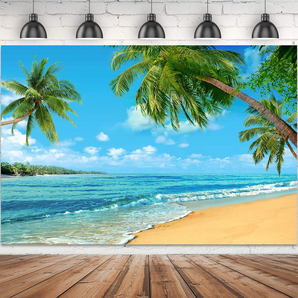 Amazon | ビーチ 夏 トロピカル 背景、海のヤシの木 写真撮影用背景