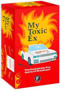 لعبة My Toxic Ex Party - حول حسرة القلب إلى فكاهة مع 275 بطاقة أسئلة وأجوبة وتحدٍ مضحكة، رائعة للمجموعات الكبيرة وليلة ألعاب البالغين، للأعمار من 17+ إلى 2+ لاعبًا، وقت لعب مدته 30 دقيقة، من صنع فيتز