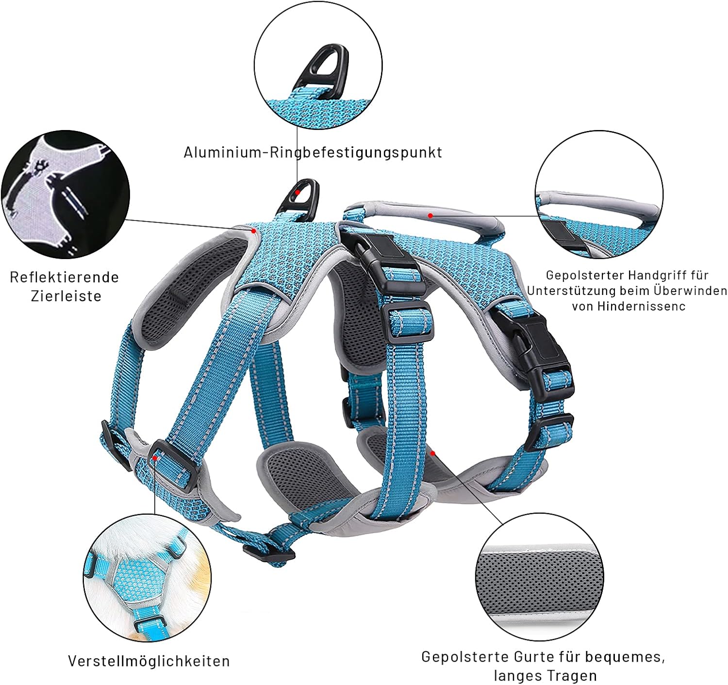 BELPRO Multi-Use Support Dog Harness, Escape Proof No Pull Reflective Adjustable Vest with Durable Handle - Image 5
