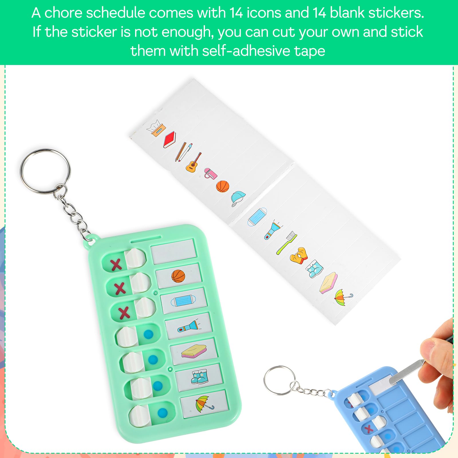 Mabor 3Pcs Reminder Board Portable Visual Daily Schedule for Kids School Bag Pendant Detachable Daily Task Planning Pad with List Cards Stickers for Kids ADHD Tools - Image 3