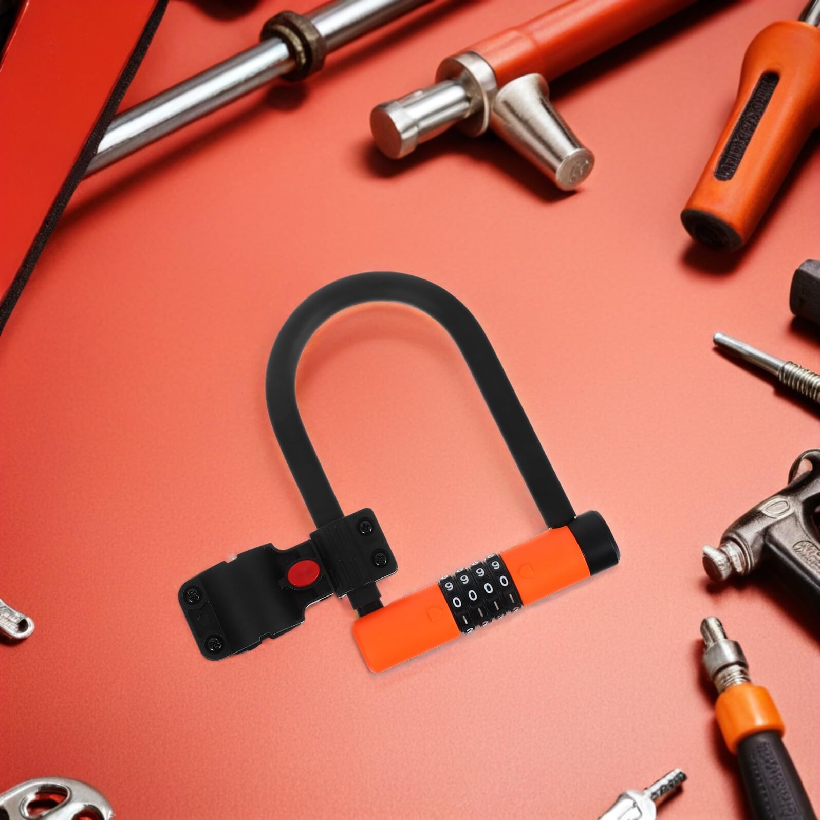 Abaodam Lucchetto U per Bicicletta con Combinazione Cifre Sicurezza Antifurto Senza Chiave per Mountain Bike Scooter Elettrico e Bici da Strada Design Compatto e Facile da Trasportare
